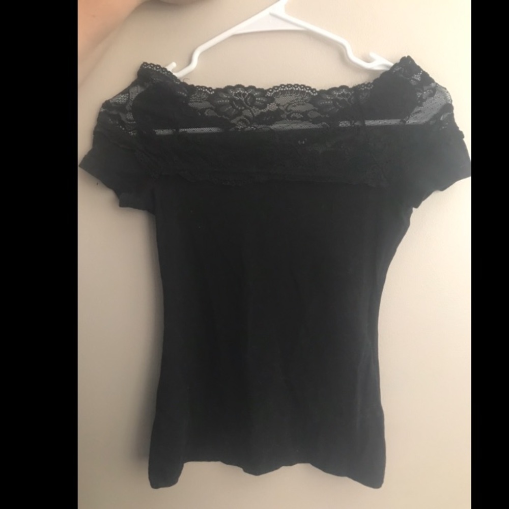 Lace detail black shirt